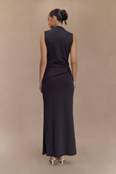 Lorelei Crepe Twist Midi Dress - Dark Charcoal